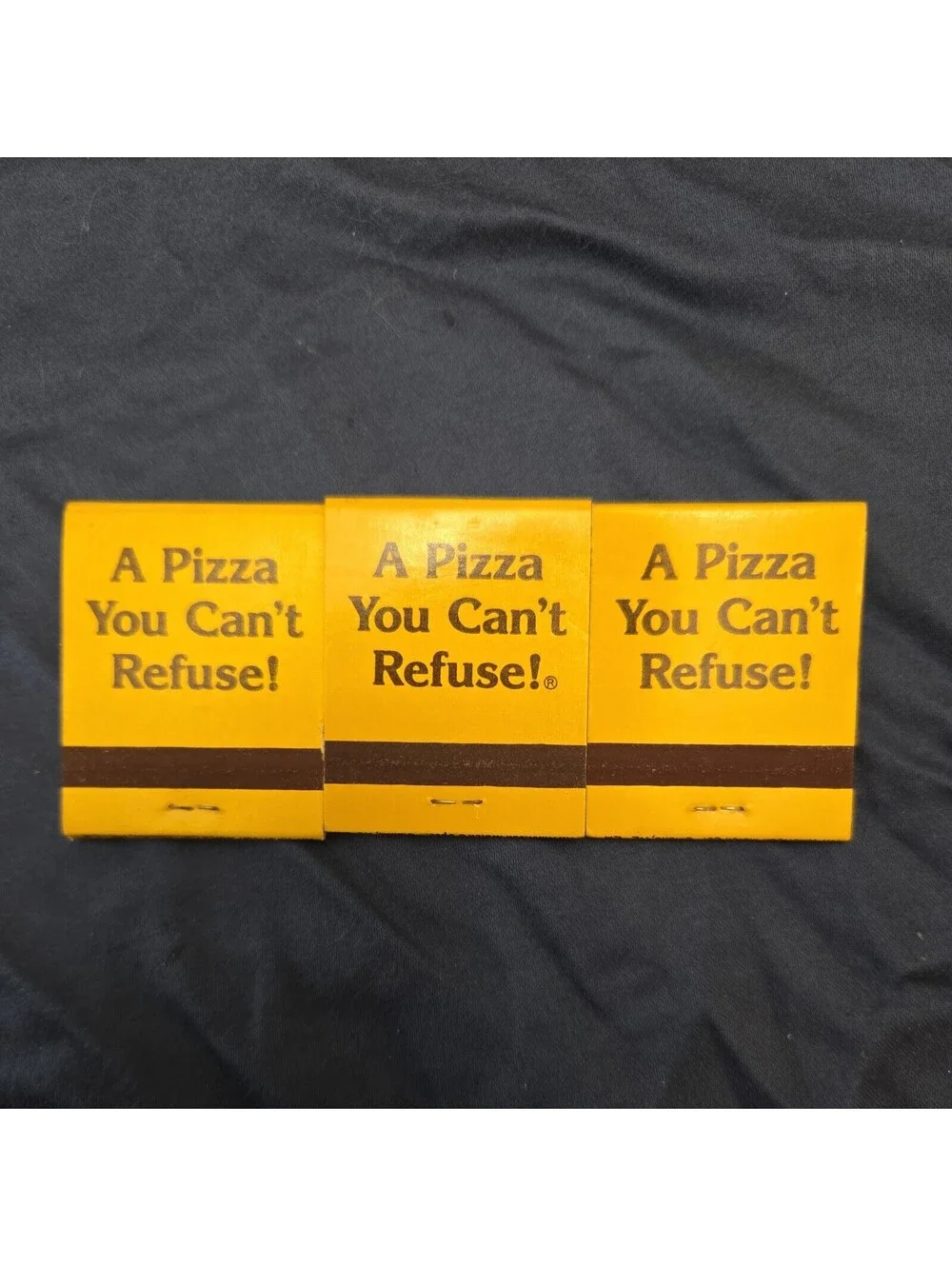 Vintage Yellow Godfather’s Pizza Matchbook Full Unstruck All- American Match Co.